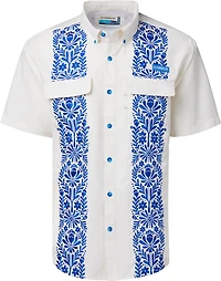 Magellan Outdoors Men's Laguna Madre Talavera Azul Short Sleeve Button Down