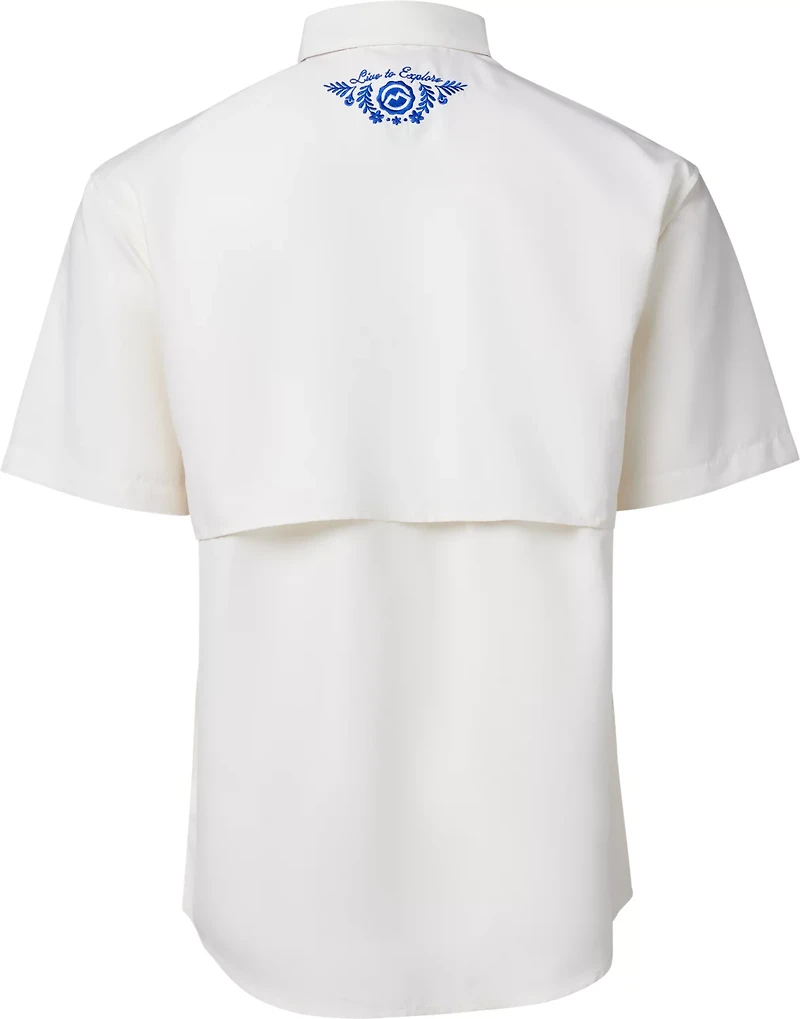 Magellan Outdoors Men's Laguna Madre Talavera Azul Short Sleeve Button Down