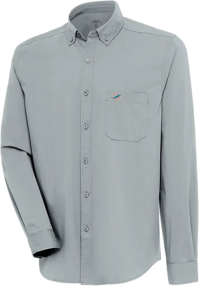 Antigua Men's Dolphins Flight Long Sleeve Woven Shirt