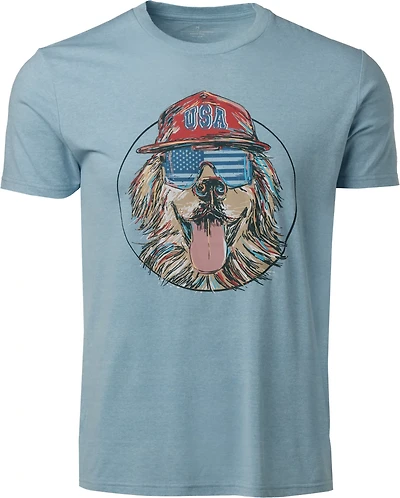 Academy Sports + Outdoors Men's Americana USA Dog with Hat T-shirt