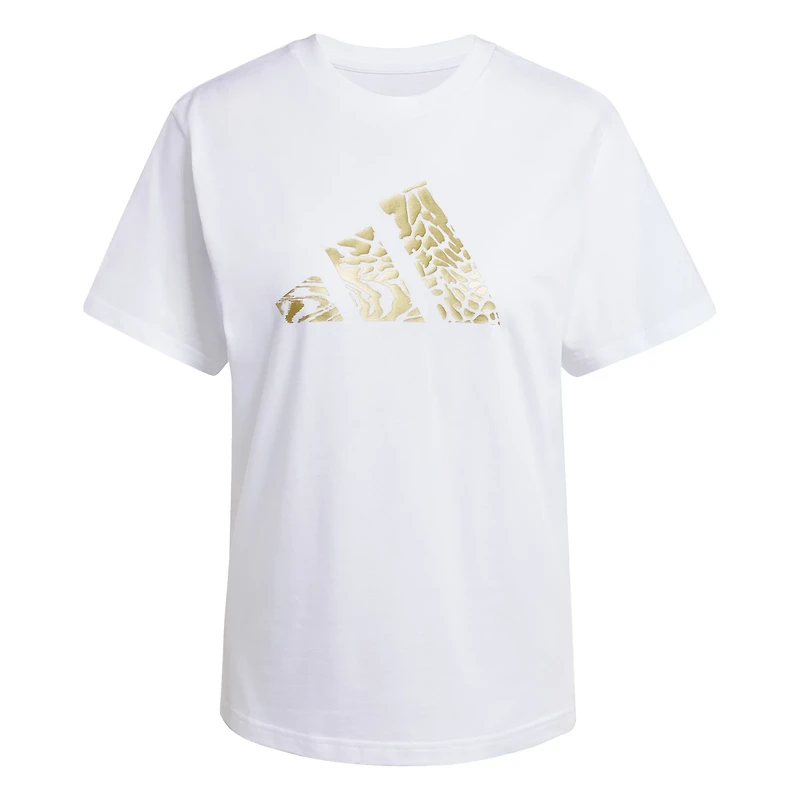 adidas Women's Tech Metallic Graphic Loose Fit Crop T-shirt