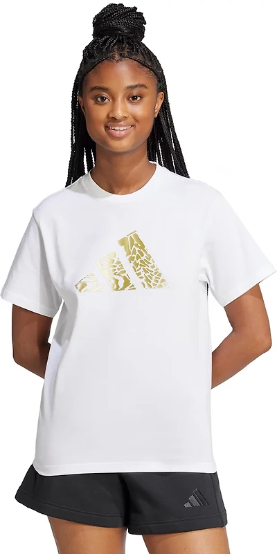 adidas Women's Tech Metallic Graphic Loose Fit Crop T-shirt