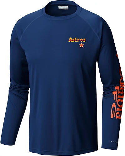 Columbia Sportswear Men's Houston Astros Sunrise PFG Terminal Tackle Long Sleeve T-shirt