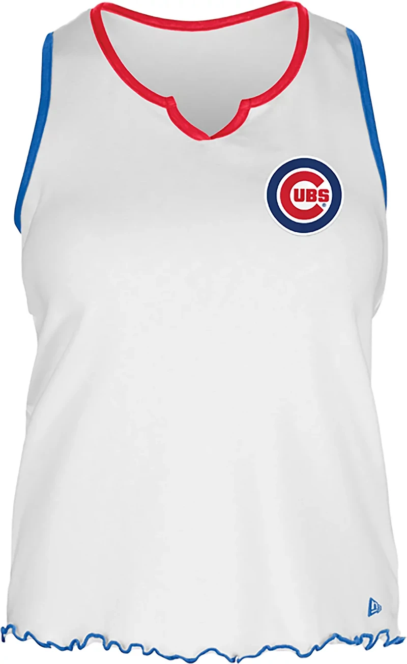 New Era Women's Chicago Cubs V-Notch Lettuce Hem Tank Top