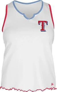 New Era Women's Texas Rangers V-notch Lettuce Hem Tank Top