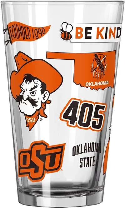 Logo Brands Oklahoma State 16 oz Native Pint Glass