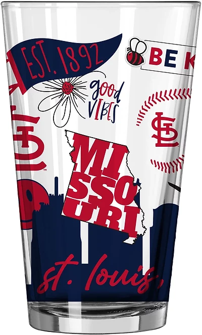 Logo Brands Cardinals 16 oz Native Pint Glass