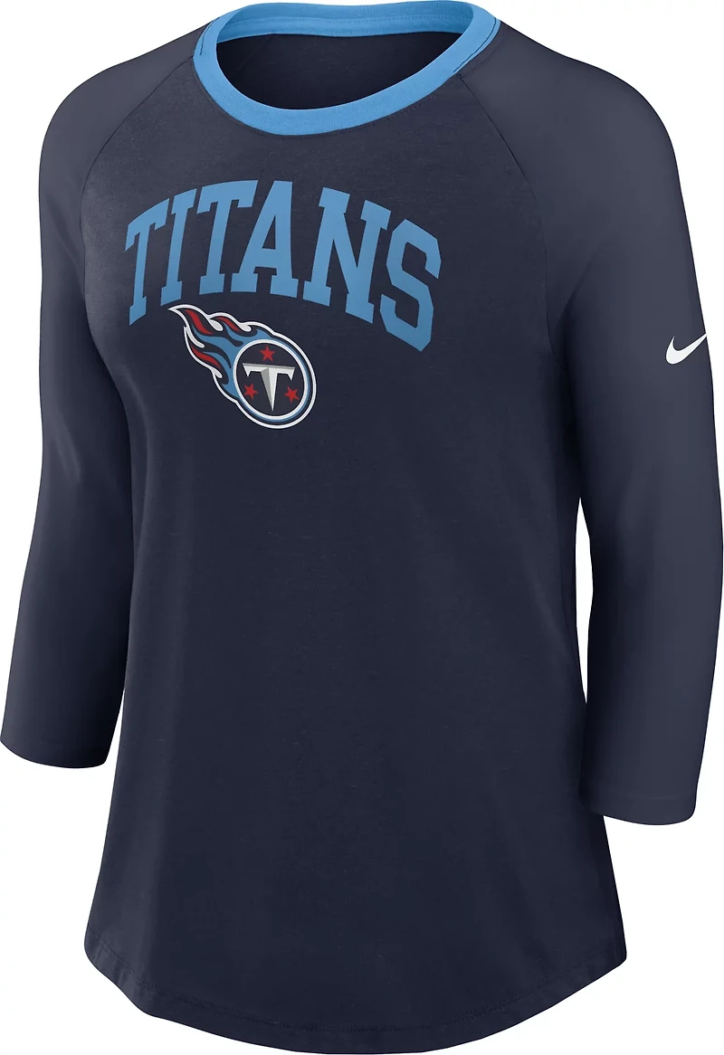 Nike Women's Tennessee Titans Arched 3/4 Sleeve Raglan Top