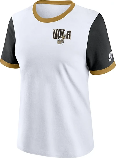 Nike Women's New Orleans Saints Rewind Ringer Short Sleeve T-shirt