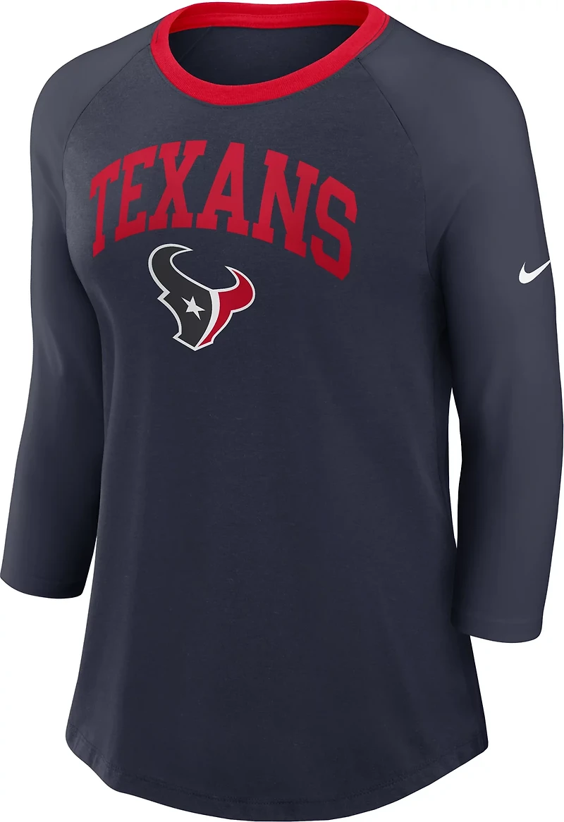 Nike Women's Houston Texans Arched 3/4 Sleeve Top