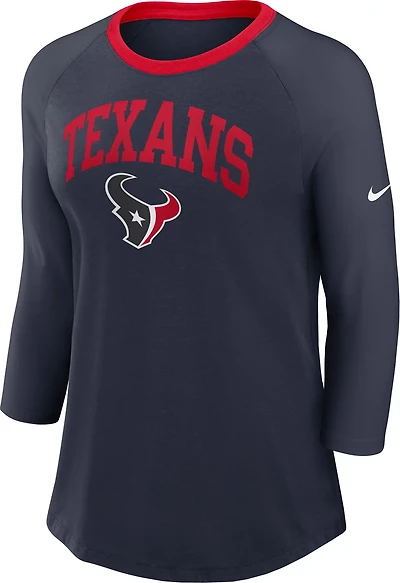 Nike Women's Houston Texans Arched 3/4 Sleeve Top