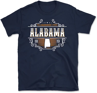 State Life Men's Alabama Wintage Label Short Sleeve T-Shirt