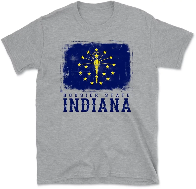 State Life Men's Indiana Grunge Flag Short Sleeve T-shirt