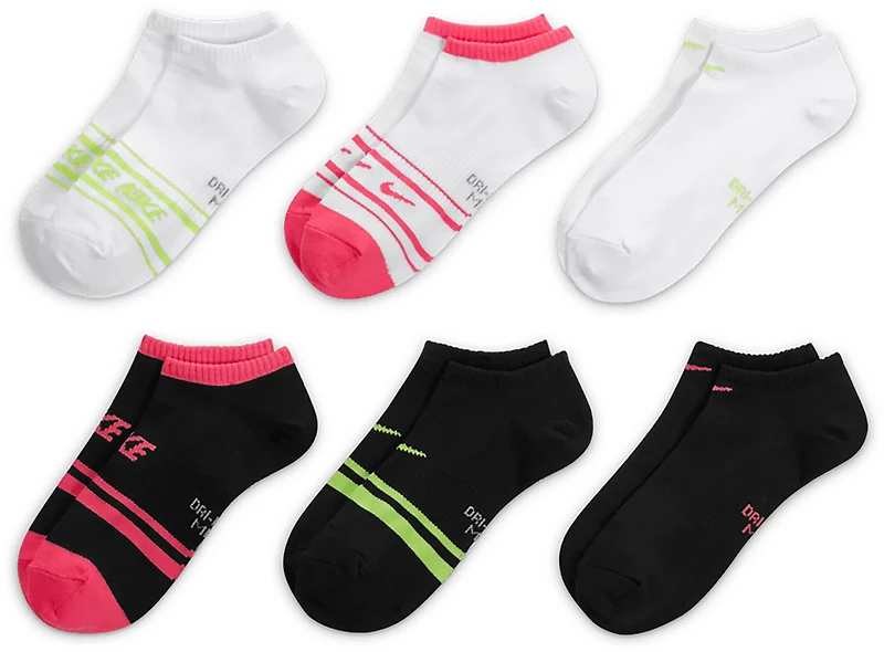 Nike Women's Everyday Lightweight Stripe No-Show Socks 6-Pack