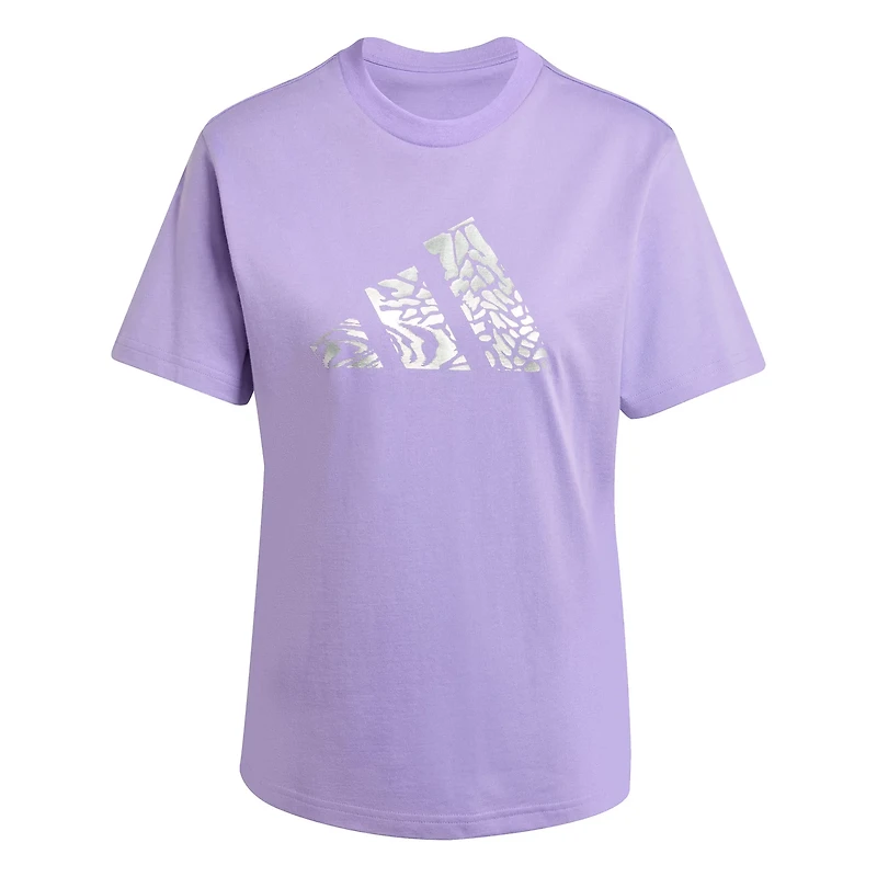 adidas Women's Tech Metallic Graphic Loose Fit Crop T-shirt