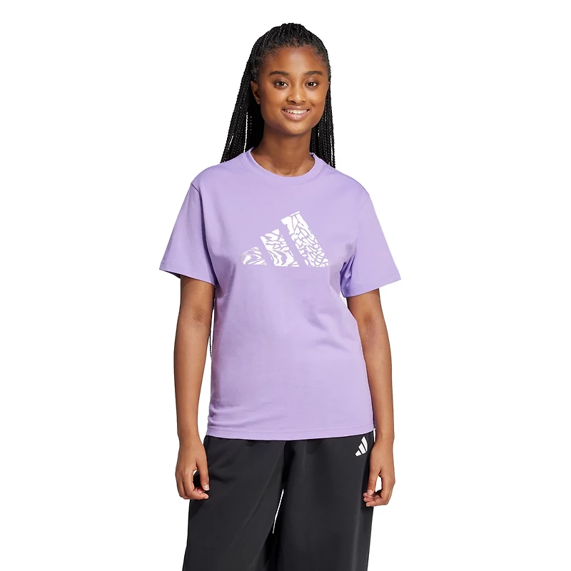 adidas Women's Tech Metallic Graphic Loose Fit Crop T-shirt