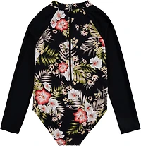 Hurley Girls' Carissa Moore Highland Tropic Long Sleeve 1-Piece Rashguard Swimsuit