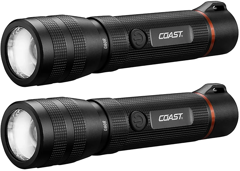 Coast G60R 1000 Lumen USB-C Rechargeable LED Flashlight, 2-Pack