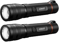 Coast G60R 1000 Lumen USB-C Rechargeable LED Flashlight, 2-Pack