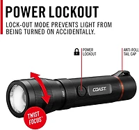 Coast G60R 1000 Lumen USB-C Rechargeable LED Flashlight, 2-Pack