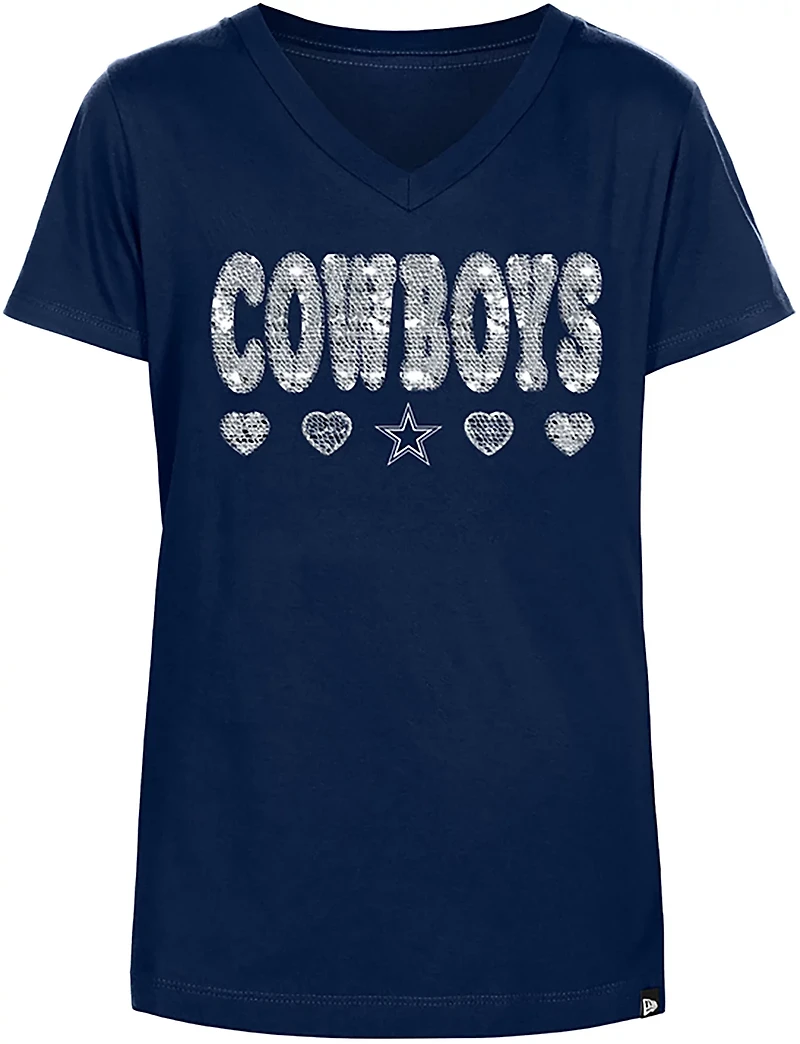 New Era Girls' Dallas Cowboys Flip Sequin T-shirt
