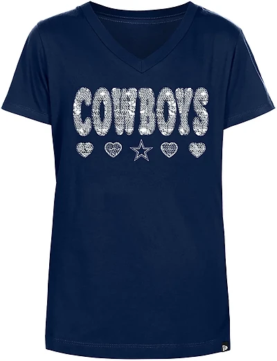 New Era Girls' Dallas Cowboys Flip Sequin T-shirt