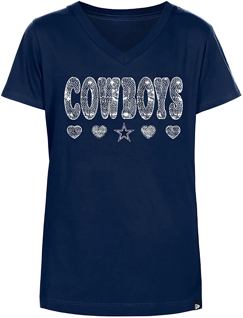 New Era Girls' Dallas Cowboys Flip Sequin T-shirt