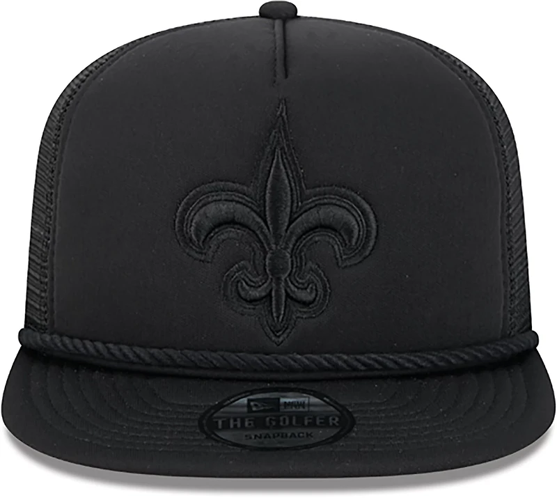 New Era Golfer Trucker Black on Black Saints Cap
