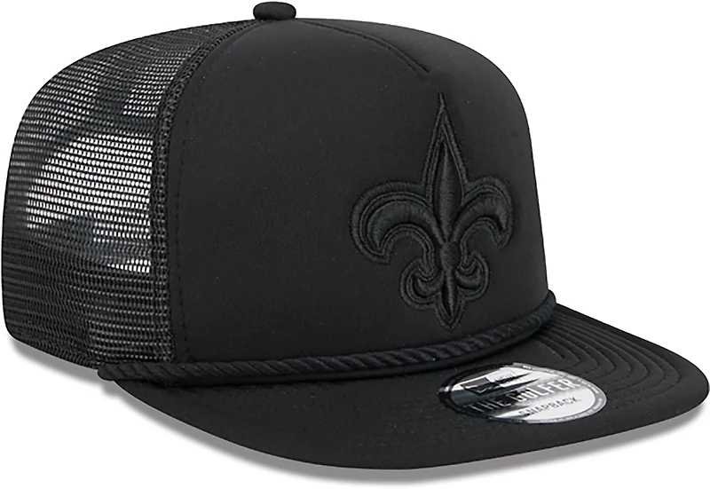 New Era Golfer Trucker Black on Black Saints Cap