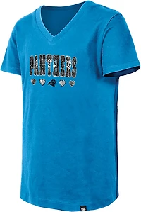 New Era Girls' Panthers Flip Sequins V-Neck T-shirt