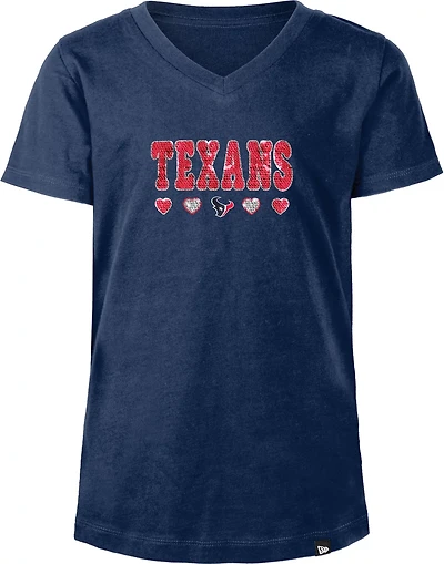 New Era Girls' Texans Flip Sequins V-Neck T-shirt