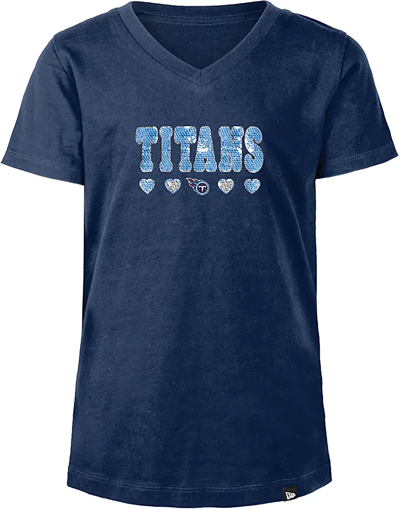 New Era Girls' Titans Flip Sequins V-Neck T-shirt