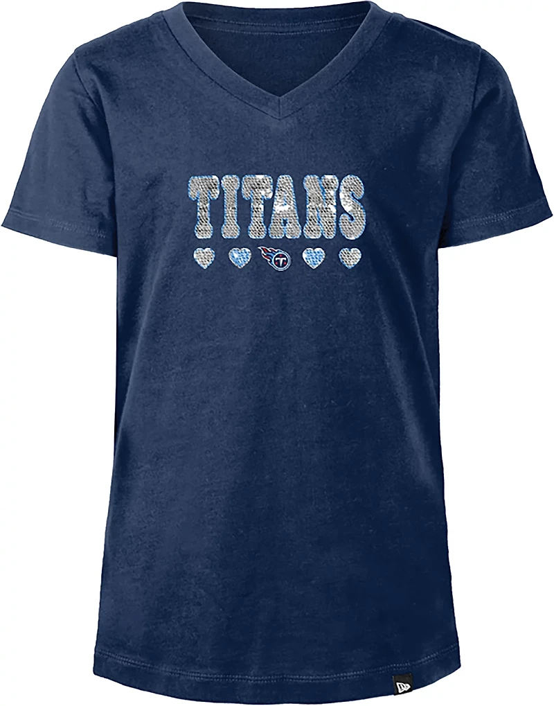 New Era Girls' Titans Flip Sequins V-Neck T-shirt