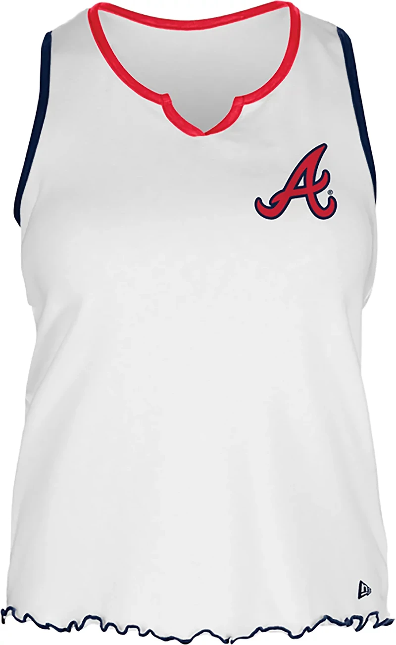 New Era Women's Atlanta Braves V-notch Lettuce Hem Tank Top