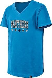 New Era Girls' Panthers Flip Sequins V-Neck T-shirt