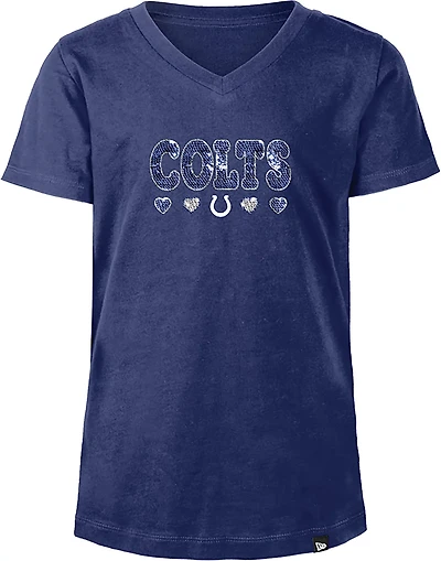 New Era Girls' Colts Flip Sequins V-Neck T-shirt