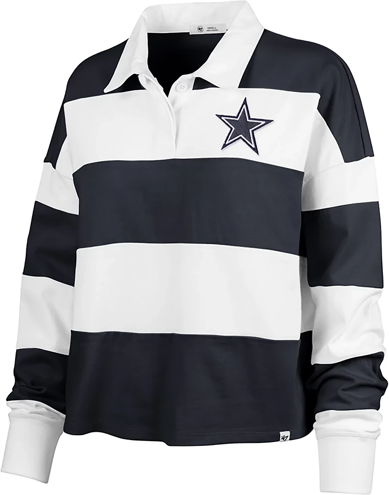 '47 Women's Dallas Cowboys Hall Raven Rugby Current Long Sleeve Polo Shirt