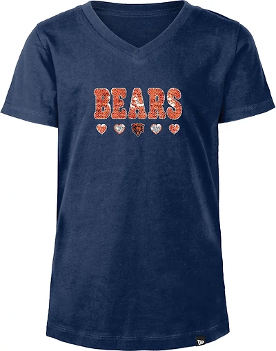 New Era Girls' Bears Flip Sequins V-Neck T-shirt