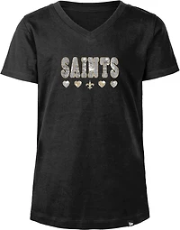New Era Girls' Saints Flip Sequins V-Neck T-shirt
