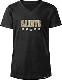 New Era Girls' Saints Flip Sequins V-Neck T-shirt