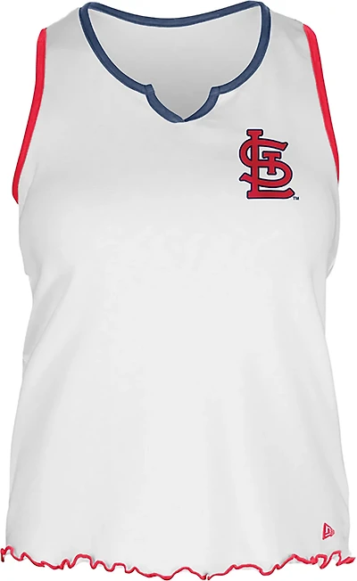 New Era Women's St. Louis Cardinals V-Notch Lettuce Hem Tank Top