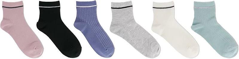 BCG Rib Stripe Quarter Socks 6-Pack