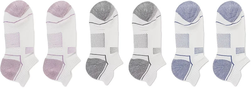 BCG Bamboo Grid Footbed No Show Socks 6-Pack