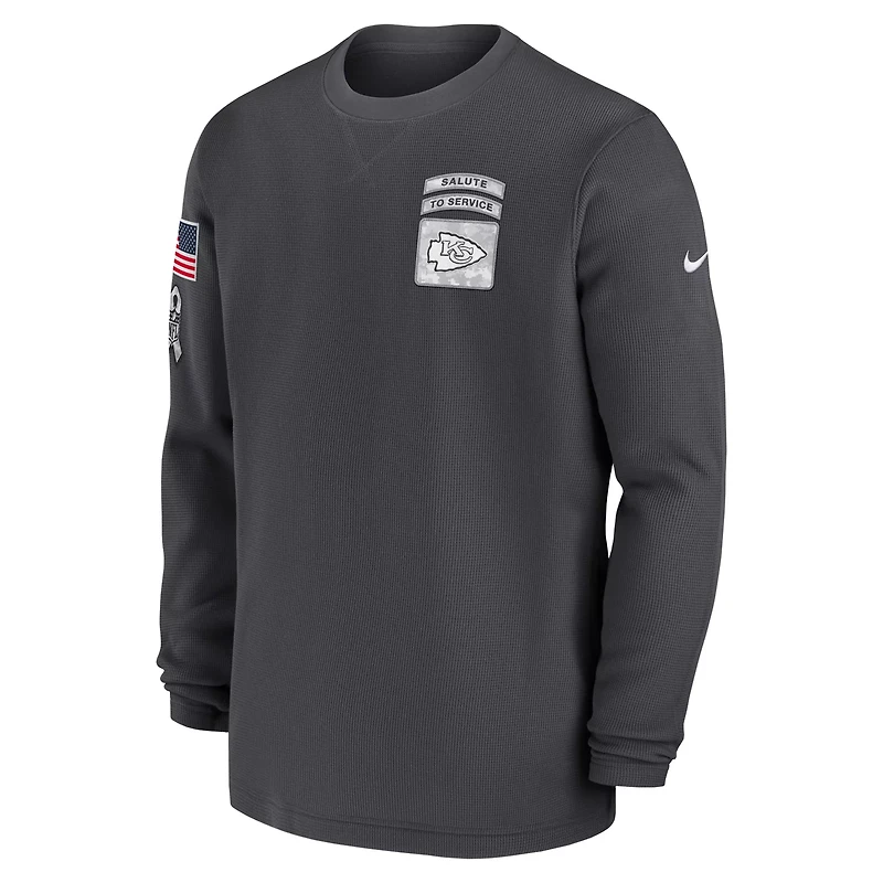 Nike Men's Kansas City Chiefs Salute To Service Lockup Long Sleeve Crewneck T-shirt