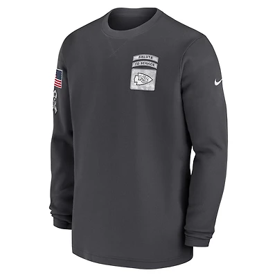 Nike Men's Kansas City Chiefs Salute To Service Lockup Long Sleeve Crewneck T-shirt