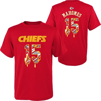 Outerstuff Youth Chiefs Patrick Mahomes Name and Number Drip Cotton T-shirt