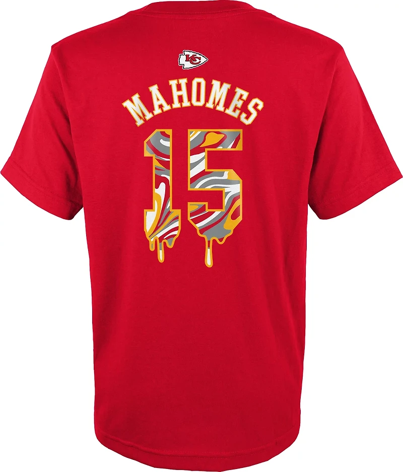 Outerstuff Youth Chiefs Patrick Mahomes Name and Number Drip Cotton T-shirt