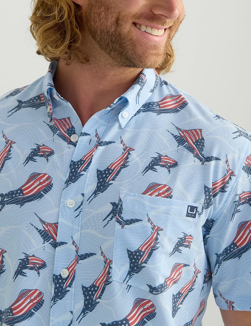 Huk Men's Kona Desert Rose Short Sleeve Shirt