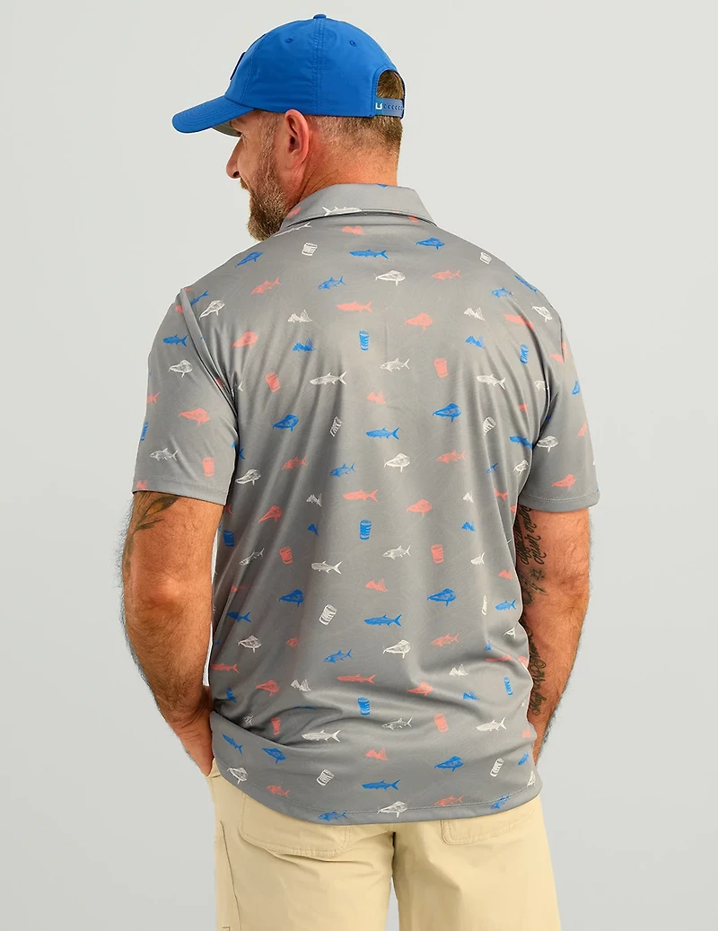 Huk Men's KC Pursuit Printed Polo Shirt