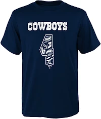 Outerstuff Kids' Dallas Cowboys Dak Prescott #4 Name & Number Drip T-shirt